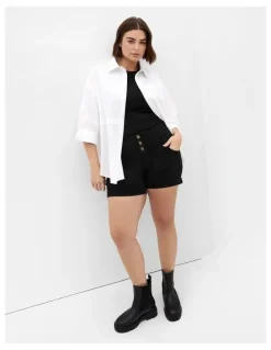 City Chic Plus Size Short Hi Waist Denim Short in black