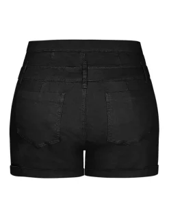 City Chic Plus Size Short Hi Waist Denim Short in black