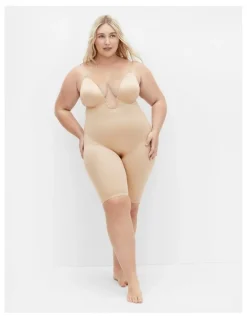 City Chic Plus Size Smooth Plunge Bodyshaper in Latte