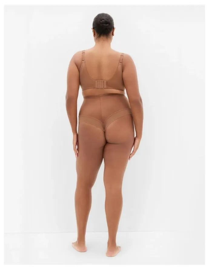 City Chic Plus Size Smooth Control Thong in Bronze