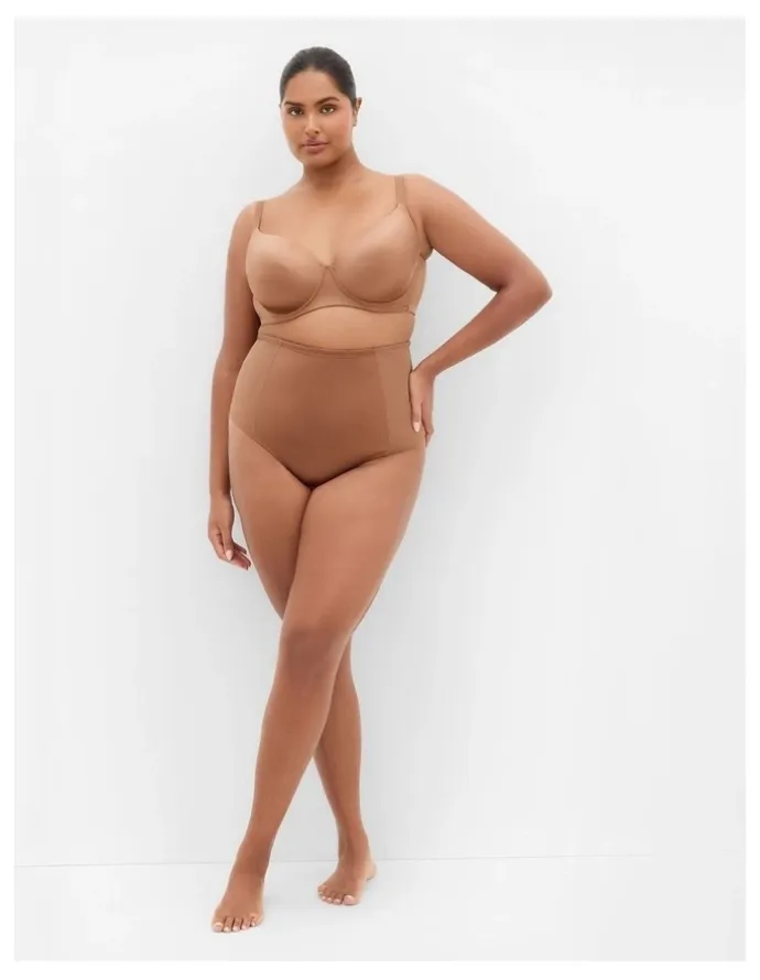 City Chic Plus Size Smooth Control Thong in Bronze