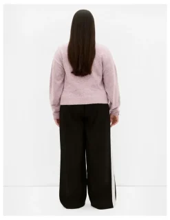 City Chic Soho Crew Knit Jumper in Pink Marle