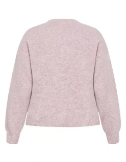 City Chic Soho Crew Knit Jumper in Pink Marle