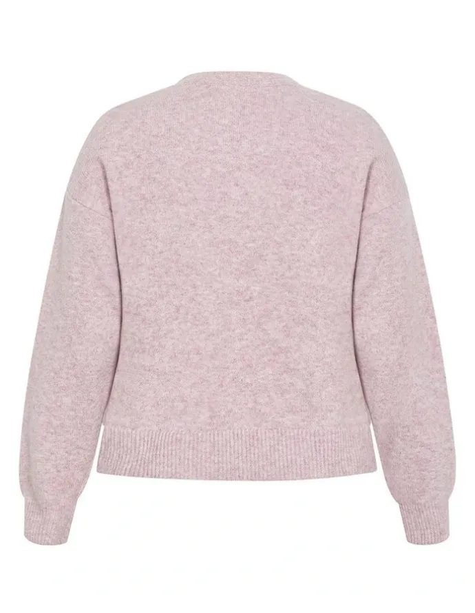 City Chic Soho Crew Knit Jumper in Pink Marle