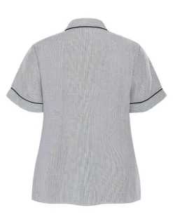City Chic Stripe Cotton Pyjama Shirt in Charcoal