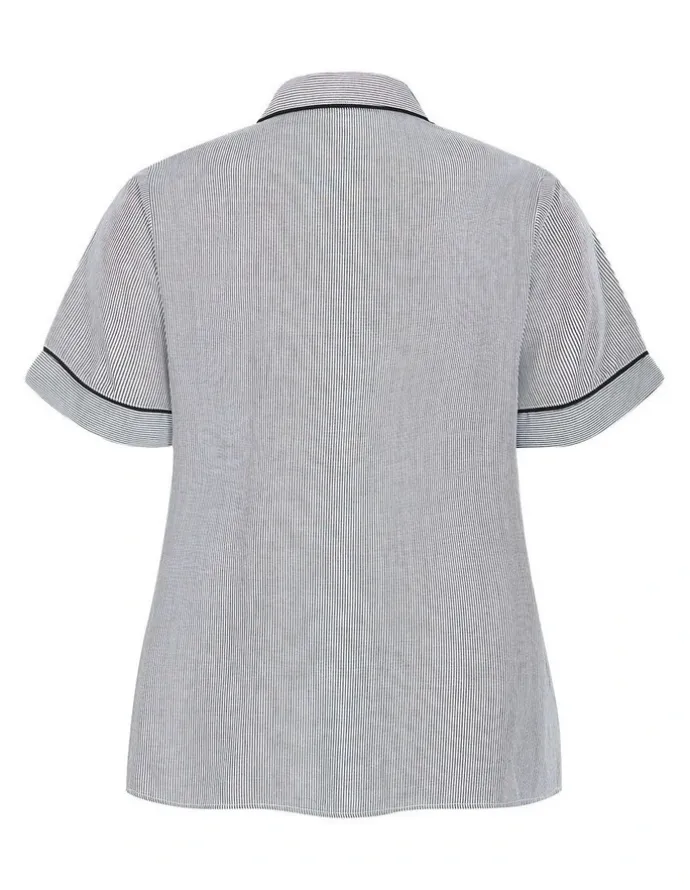 City Chic Stripe Cotton Pyjama Shirt in Charcoal