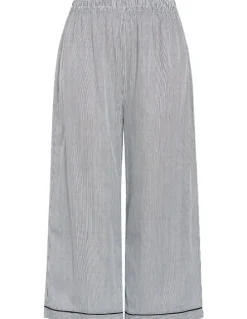 City Chic Stripe Cotton Pyjama Pant in Charcoal