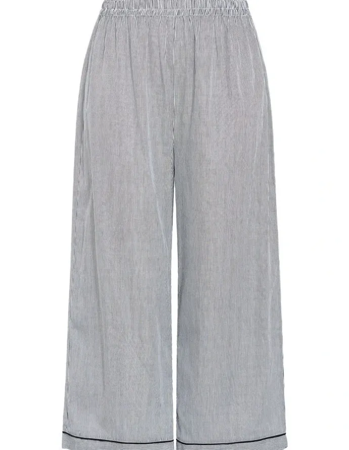 City Chic Stripe Cotton Pyjama Pant in Charcoal