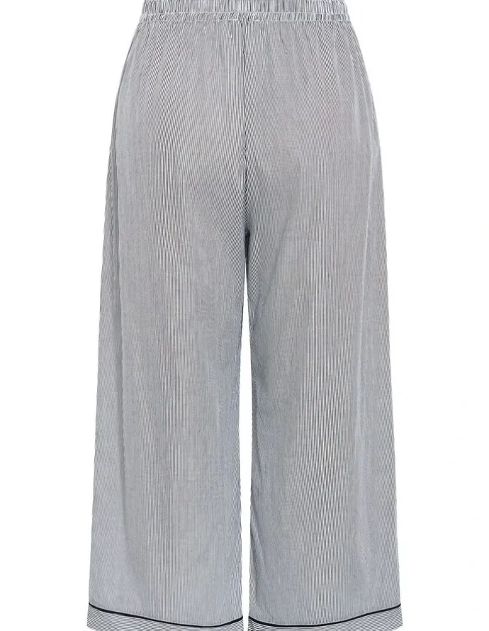 City Chic Stripe Cotton Pyjama Pant in Charcoal