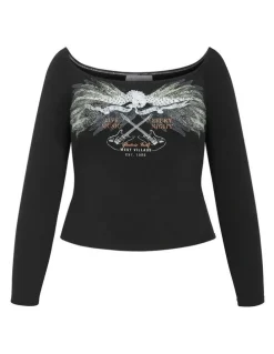 City Chic Urban Status Off Shoulder Top in Black