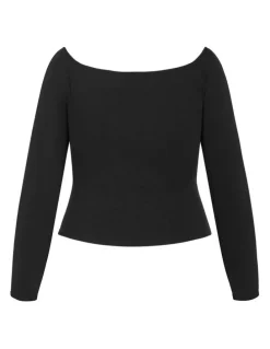 City Chic Urban Status Off Shoulder Top in Black
