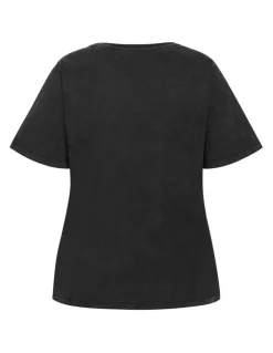 City Chic Wild Beauty Tee in Black Acid Wash