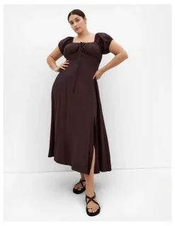 City Chic Abbigail Split Maxi Dress in Chocolate