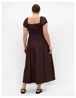 City Chic Abbigail Split Maxi Dress in Chocolate