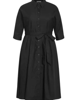 City Chic Angel Cotton Shirt Dress in Black