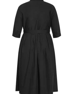 City Chic Angel Cotton Shirt Dress in Black
