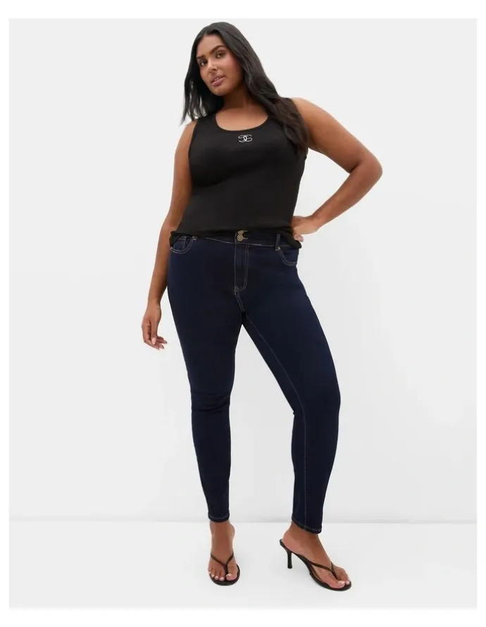 City Chic Asha Fit Ultra Skinny Leg Short Jean in Dark Wash