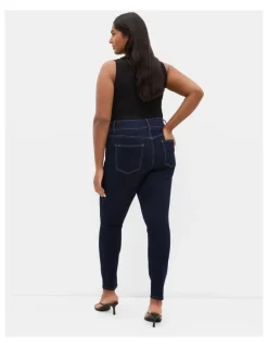 City Chic Asha Fit Ultra Skinny Leg Short Jean in Dark Wash