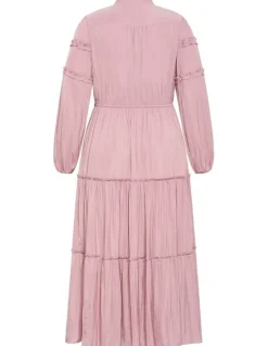 City Chic Drama Queen Long Sleeve Maxi Dress in Dusty Pink