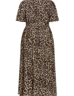 City Chic Felicity Leopard Print Maxi Dress in Chocolate
