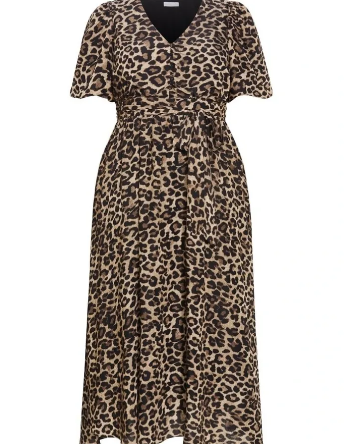 City Chic Felicity Leopard Print Maxi Dress in Chocolate