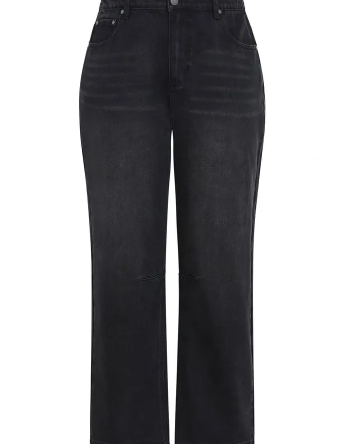 City Chic Harley Fit Bridget Barrel Leg Ankle Grazer Jeans in Black Wash