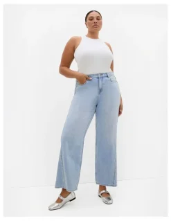 City Chic Harley Fit Kayla Wide Leg Jean in Light Wash