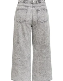 City Chic Harley Fit Leila Side Stripe Wide Leg Jean in Light Grey Wash