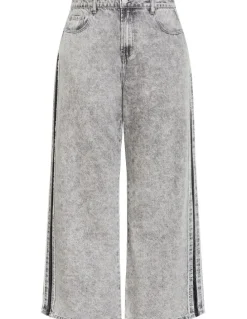 City Chic Harley Fit Leila Side Stripe Wide Leg Jean in Light Grey Wash