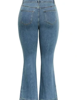 City Chic Harley Fit Side Split Flare Leg Jean in Light Wash