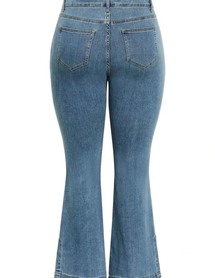 City Chic Harley Fit Side Split Flare Leg Jean in Light Wash