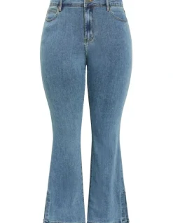 City Chic Harley Fit Side Split Flare Leg Jean in Light Wash
