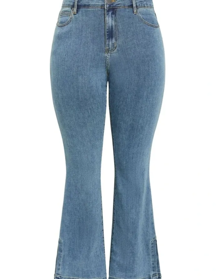 City Chic Harley Fit Side Split Flare Leg Jean in Light Wash