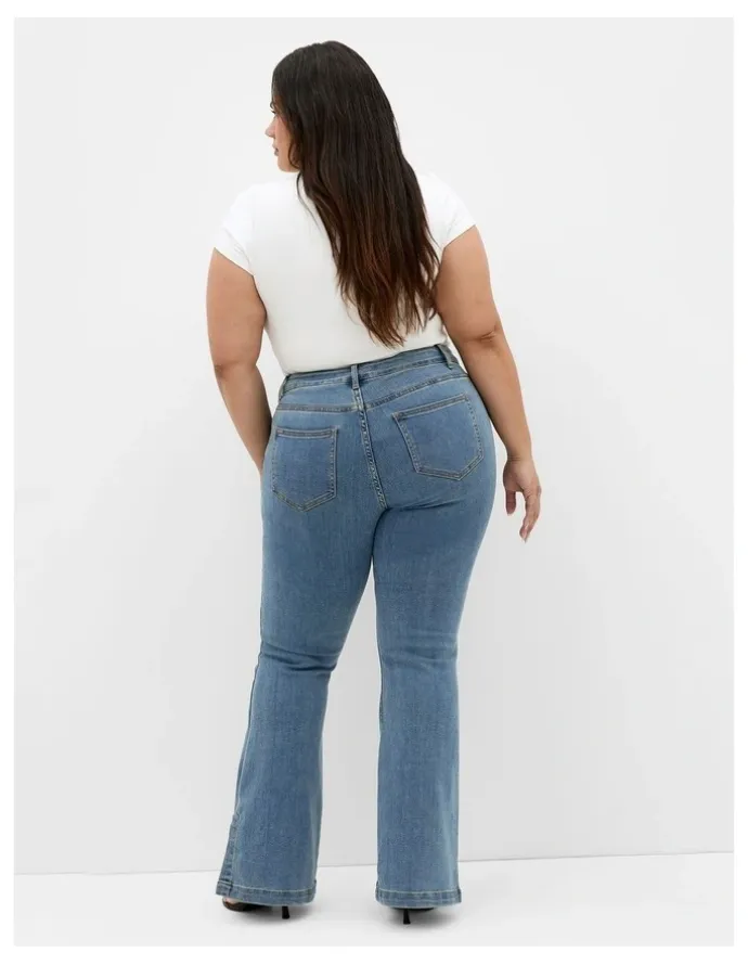 City Chic Harley Fit Side Split Flare Leg Jean in Light Wash