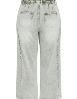 City Chic Harley Fit Tess Barrel Leg Ankle Grazer Jean in Sage Acid Wash