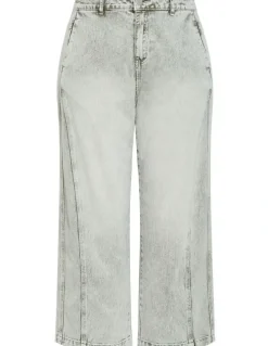 City Chic Harley Fit Tess Barrel Leg Ankle Grazer Jean in Sage Acid Wash
