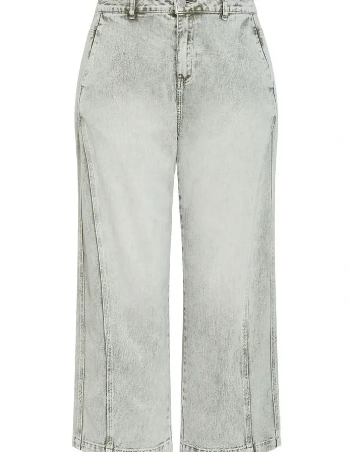 City Chic Harley Fit Tess Barrel Leg Ankle Grazer Jean in Sage Acid Wash