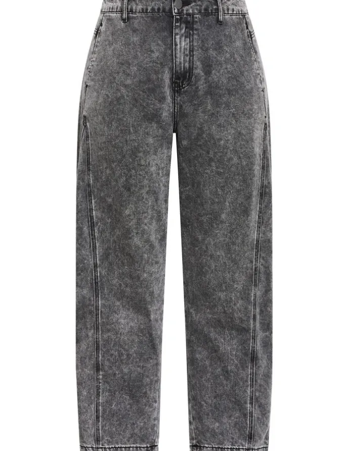 City Chic Harley Fit Tess Barrel Leg Ankle Grazer Jean in Grey Acid Wash