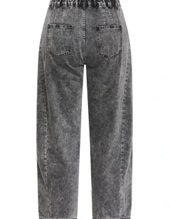 City Chic Harley Fit Tess Barrel Leg Ankle Grazer Jean in Grey Acid Wash