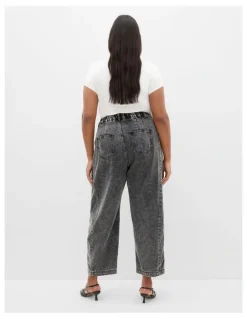 City Chic Harley Fit Tess Barrel Leg Ankle Grazer Jean in Grey Acid Wash
