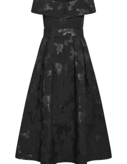 City Chic High Status Off Shoulder Maxi Dress in Black
