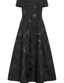 City Chic High Status Off Shoulder Maxi Dress in Black