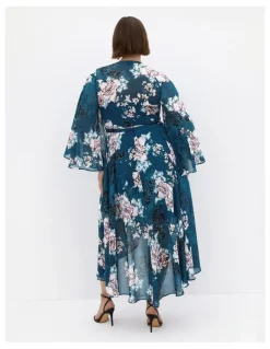 City Chic Jade Blossom Long Sleeve Maxi Dress in Jade