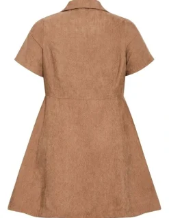 City Chic Leia Short Sleeve Mini Dress in Caramel