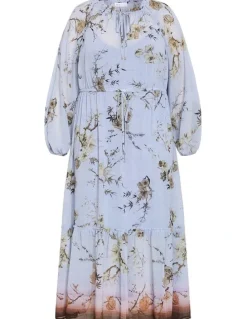 City Chic Love Border Print Maxi Dress in Cornflower