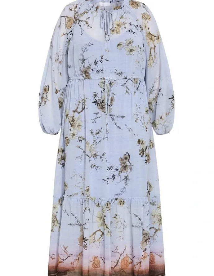 City Chic Love Border Print Maxi Dress in Cornflower