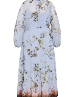 City Chic Love Border Print Maxi Dress in Cornflower