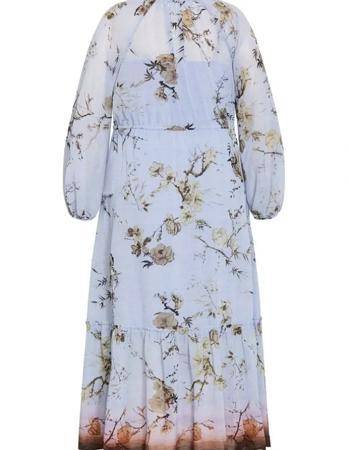 City Chic Love Border Print Maxi Dress in Cornflower