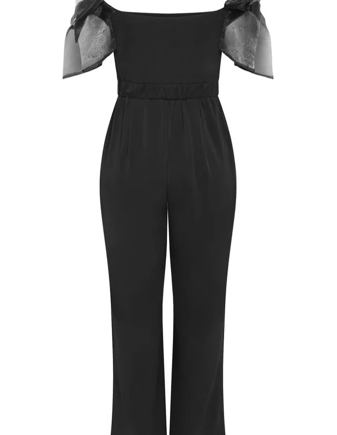 City Chic Macie Bow Detail Jumpsuit in Black
