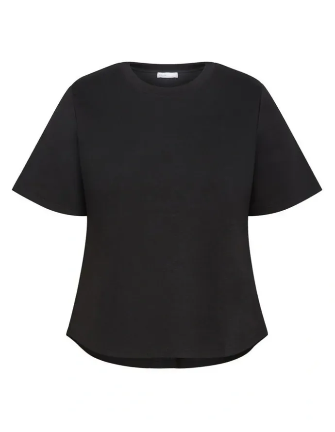 City Chic Mae Short Sleeve Sweat Top in Black